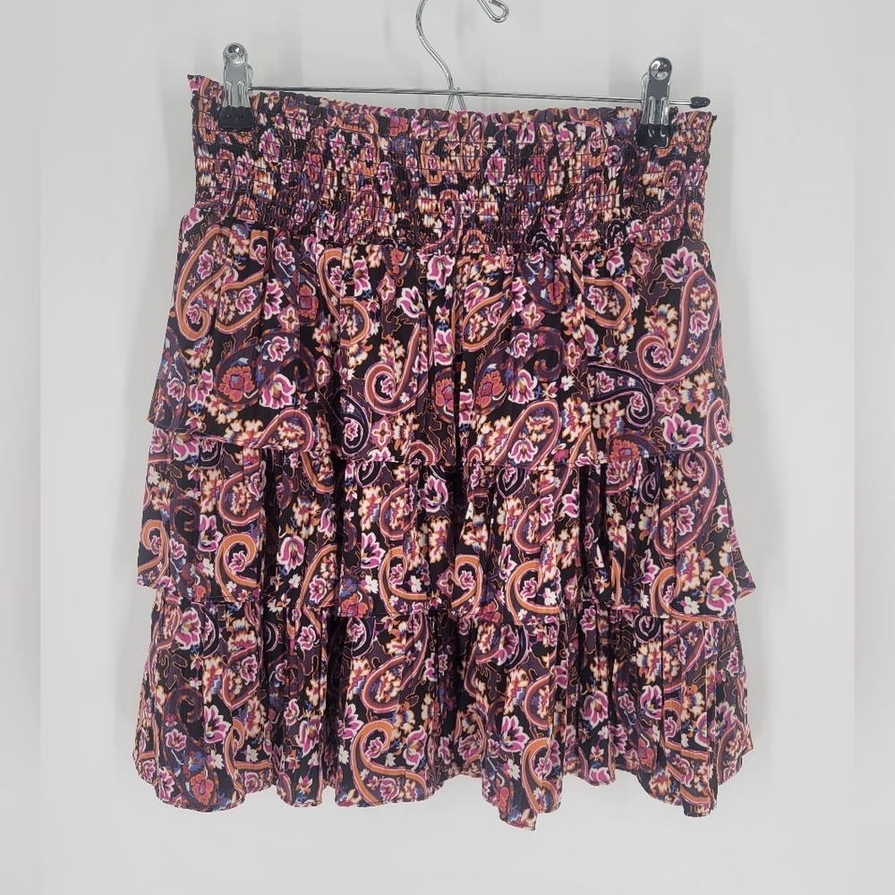 Anthropologies Floral Ruffle-Trim‎ Skirt size M